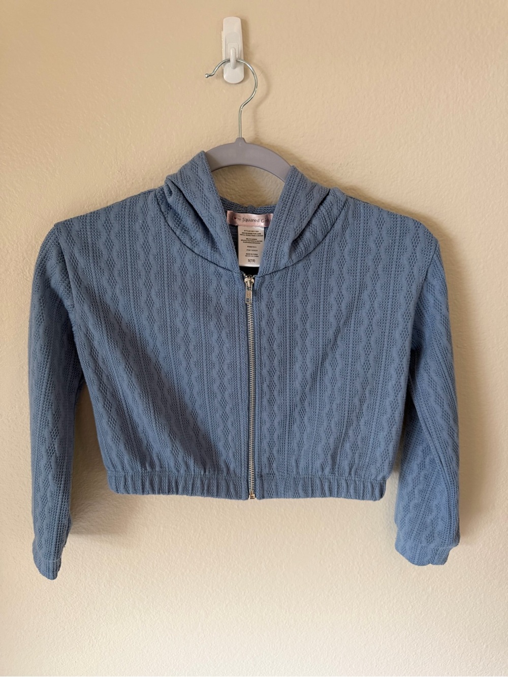 Love Squared Light Blue Knit Zip Hoodie